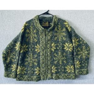 LUX Peruvian Trading Co Sweater Jacket L Art to Wear Nordic Icelandic Ski Zip